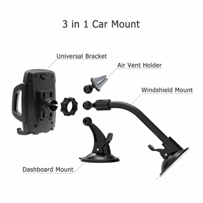 Long Arm Flexible Car Dashboard Phone Mount 3 In 1 Strong suction  65mm width