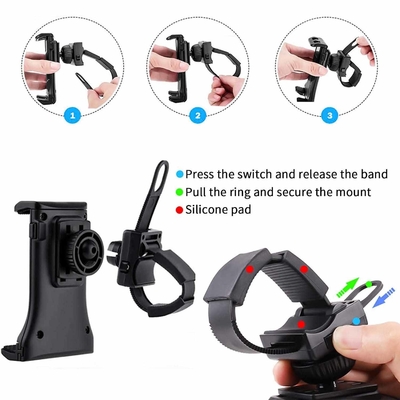 Multifunction Motorbike Phone Mounts 60mm dia Adjustable Silicone